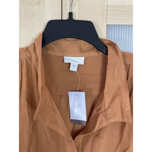 J•Jill Brown Button Front Long Sleeve Maxi Dress Cotton Beach Resort Casual XL - Picture 3 of 8